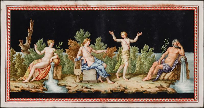Michelangelo Maestri : Apollo e Dafne  - gouache su carta - Asta Dimore Italiane - Cambi Casa d'Aste