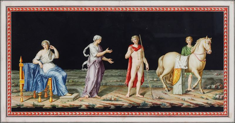 Michelangelo Maestri : Scena del mito di Achille (?)  - gouache su carta - Asta Dimore Italiane - Cambi Casa d'Aste