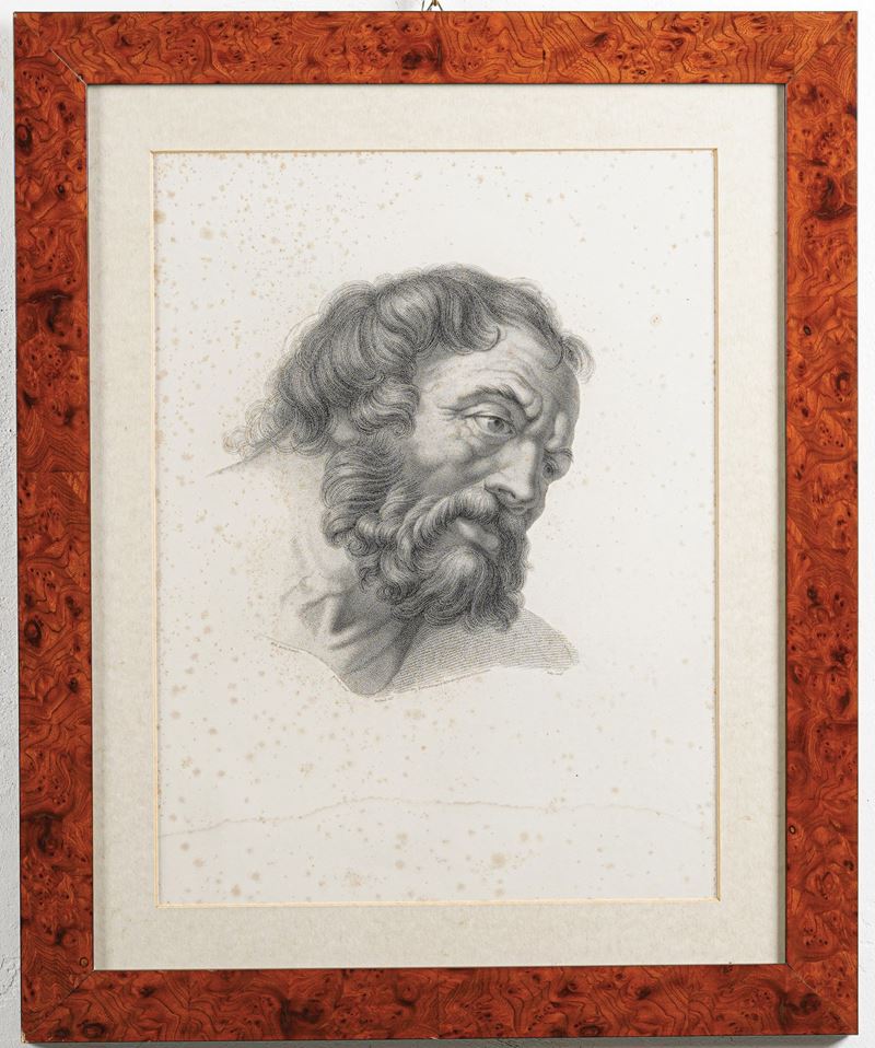 Incisione raffigurante volto di uomo  - Auction Fabio Fazio, furniture and memories of a country house - Cambi Casa d'Aste