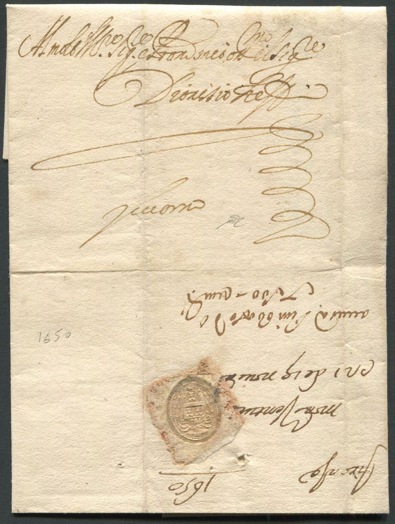 1650 - Lettera Firenze a Livorno Bella lettera da Firenze a Livorno. Ottime condizioni. Migliavacca  - Auction Philately and Postal History - Cambi Casa d'Aste