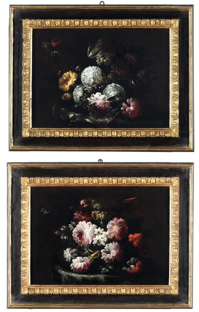 Nature morte con fiori, olio su tela