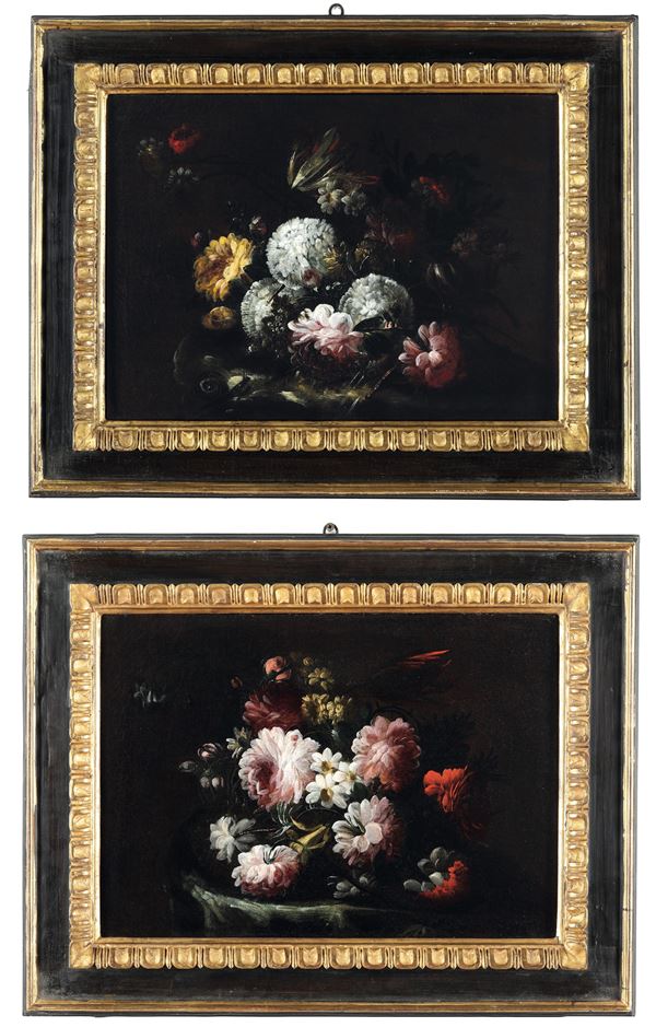 Antonio Mezzadri (attivo a Bologna tra il XVII e il XVIII secolo) - Nature morte con fiori