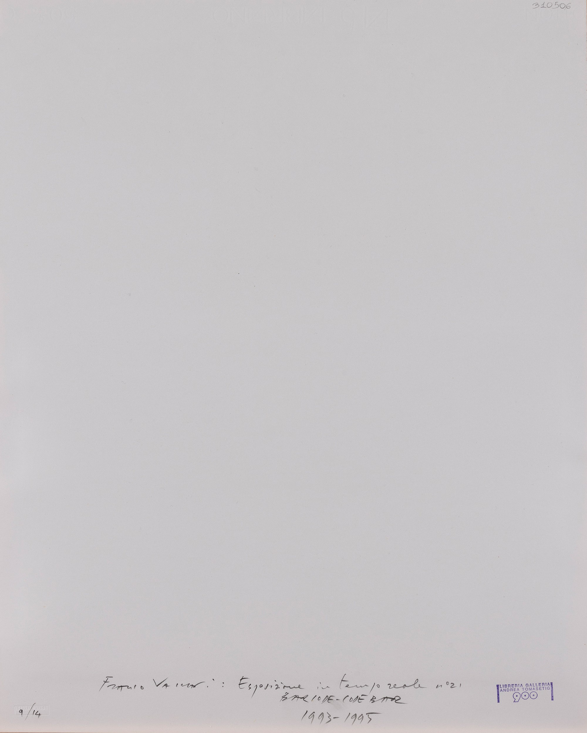 Franco Vaccari - Esposizione in Tempo Reale N°21: Bar Code - Code Bar, Soggetto Numero 12 dal Vol...
