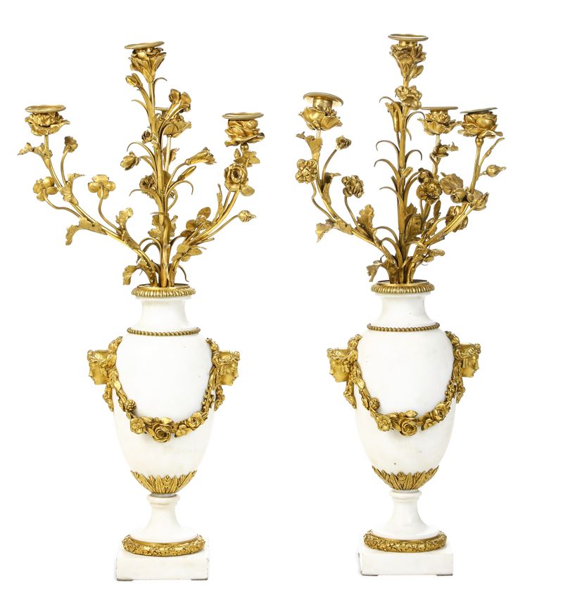 Coppia di candelabri. Francia, XIX secolo  - Auction Italian Mansions - Cambi Casa d'Aste