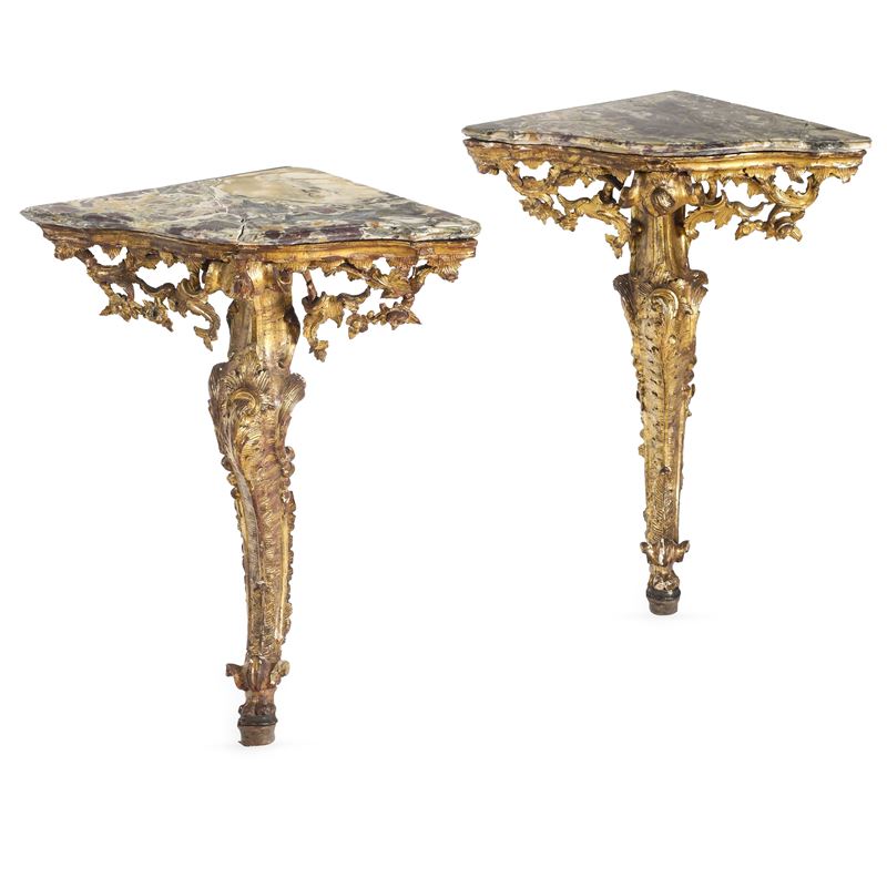 Coppia di consolles angolari. Genova, XVIII secolo  - Auction Italian Mansions - Cambi Casa d'Aste