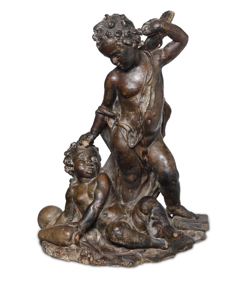 Giochi tra amorini. Plasticatore francese del XVIII secolo  - Auction Italian Mansions - Cambi Casa d'Aste