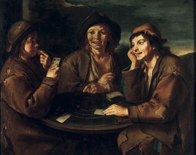 I giocatori di carte, olio su tela