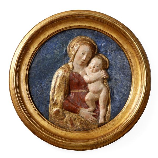 Madonna con Bambino. Arte rinascimentale toscana del XV-XVI secolo. Ambito di Benedetto da Maiano (Firenze 1442-1497)