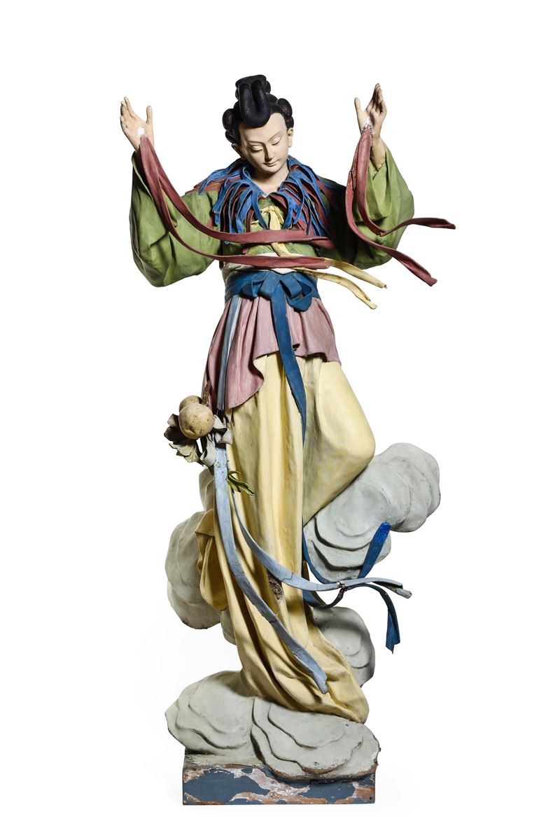 Figura orientale in cartapesta dipinta. Piemonte, XVIII secolo  - Asta Dimore Italiane - Cambi Casa d'Aste
