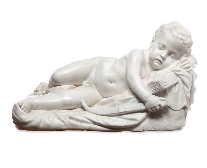 Cupido dormiente. Scultore barocco toscano prossimo a Giovacchino Fortini (1670 - 1736), Italia XVIII secolo  - Asta Dimore Italiane - Cambi Casa d'Aste
