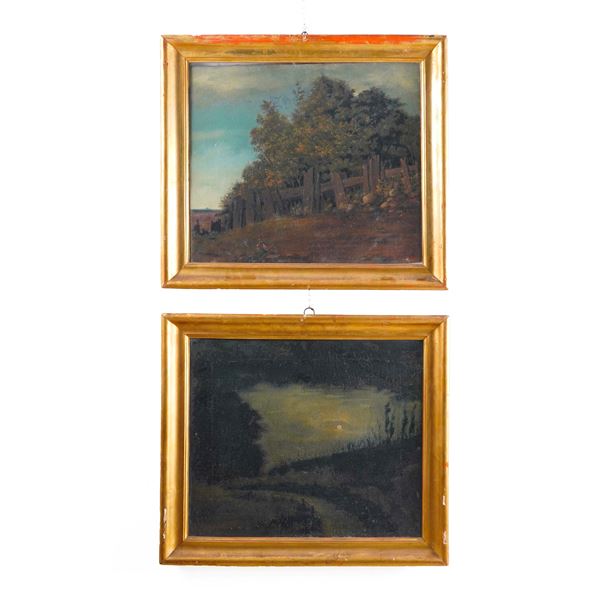 Pittore del XIX secolo Coppia di paesaggi