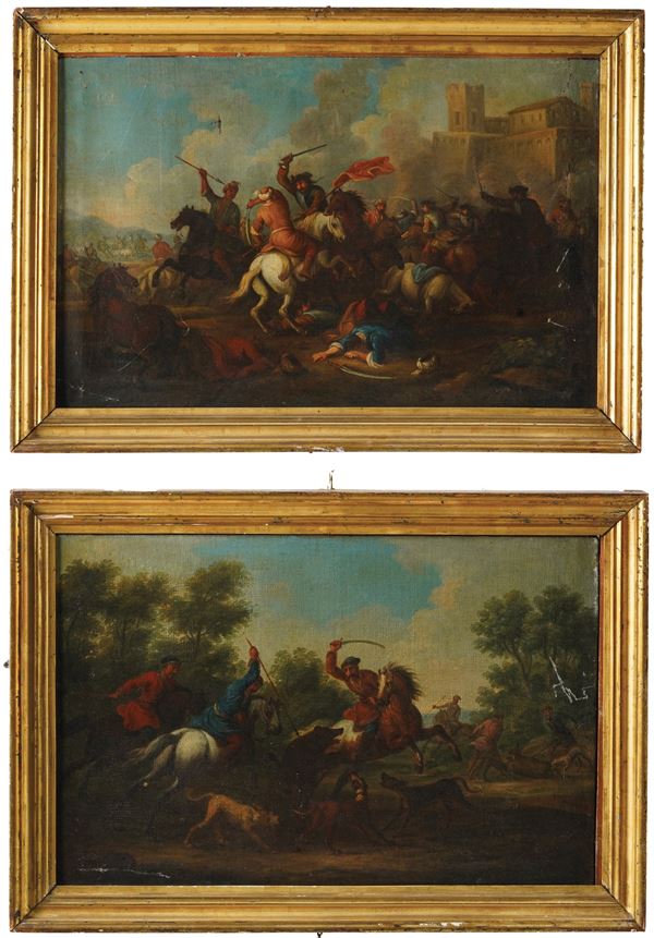 Scuola del XVIII secolo Scontro di cavalleria