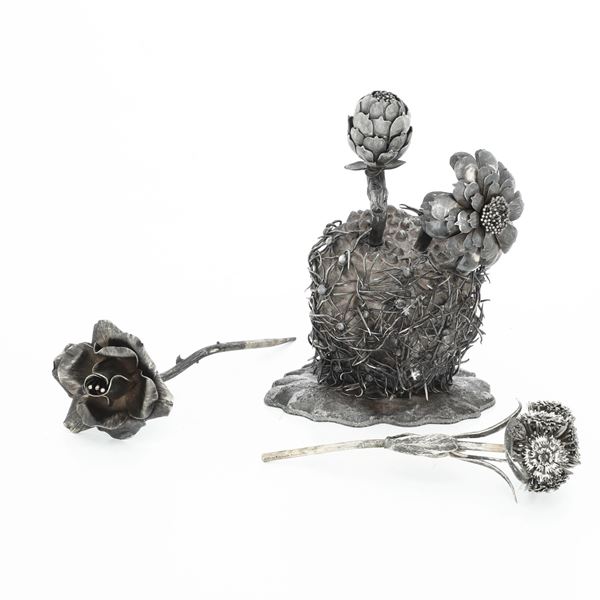 Gruppo di elementi floreali in argento (Tiffany Mexico e Janna Mexico)  