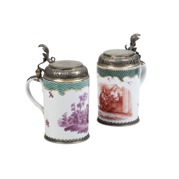 Due boccali da birra. Probabilmente Germania, fine XIX o inizio XX secolo.