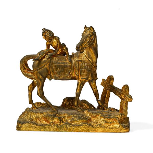 Cavallo con scimmia. Fonditore del XIX-XX secolo