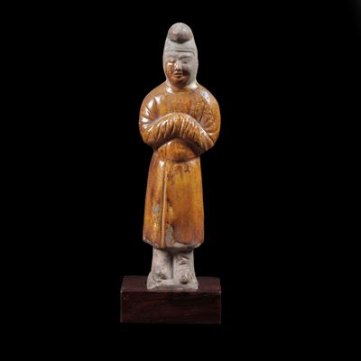 Cina. Scultura con Figura Maschile in Terracotta Invetriata