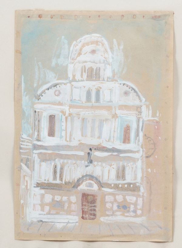 Tempera su carta raffigurante la chiesa di San Zaccaria