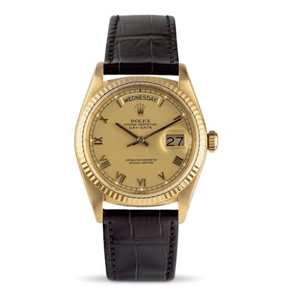 Daydate Ref 18038 in Oro Giallo 18k, Quadrante Champagne con Numeri Romani Applicati, Indicazione...