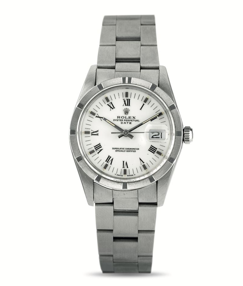 Rolex : Oyster Perpetual Date ref 15010 steel white dial Roman numerals  - Auction Watches - Cambi Casa d'Aste