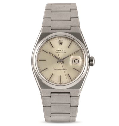 Oysterquartz Ref 17000 in Acciaio con Datario, Quadrante Argentè Mark i Movimento al Quarzo