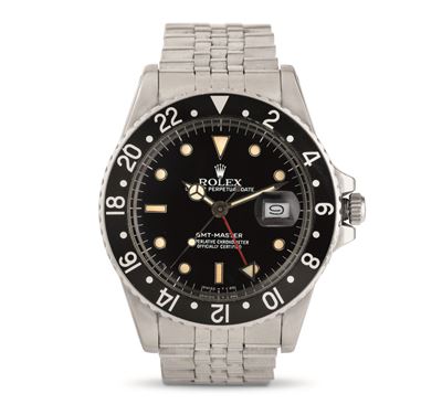 Gmt Master Ref 16750, in Acciaio con Ghiera Girevole Bidirezionale Nera, Quadrante Nero Indici Bi...