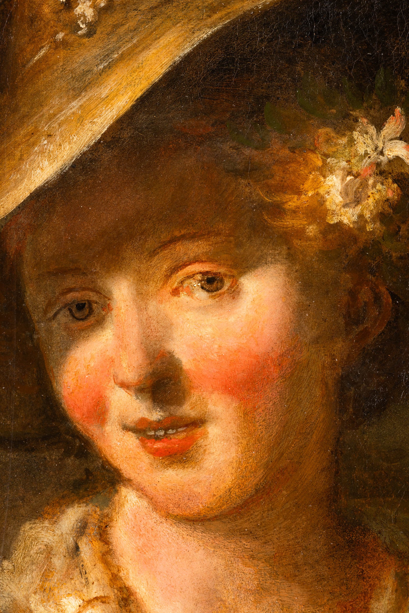 Francesco Zugno - Ritratto di giovane donna con cappello, olio su tela
