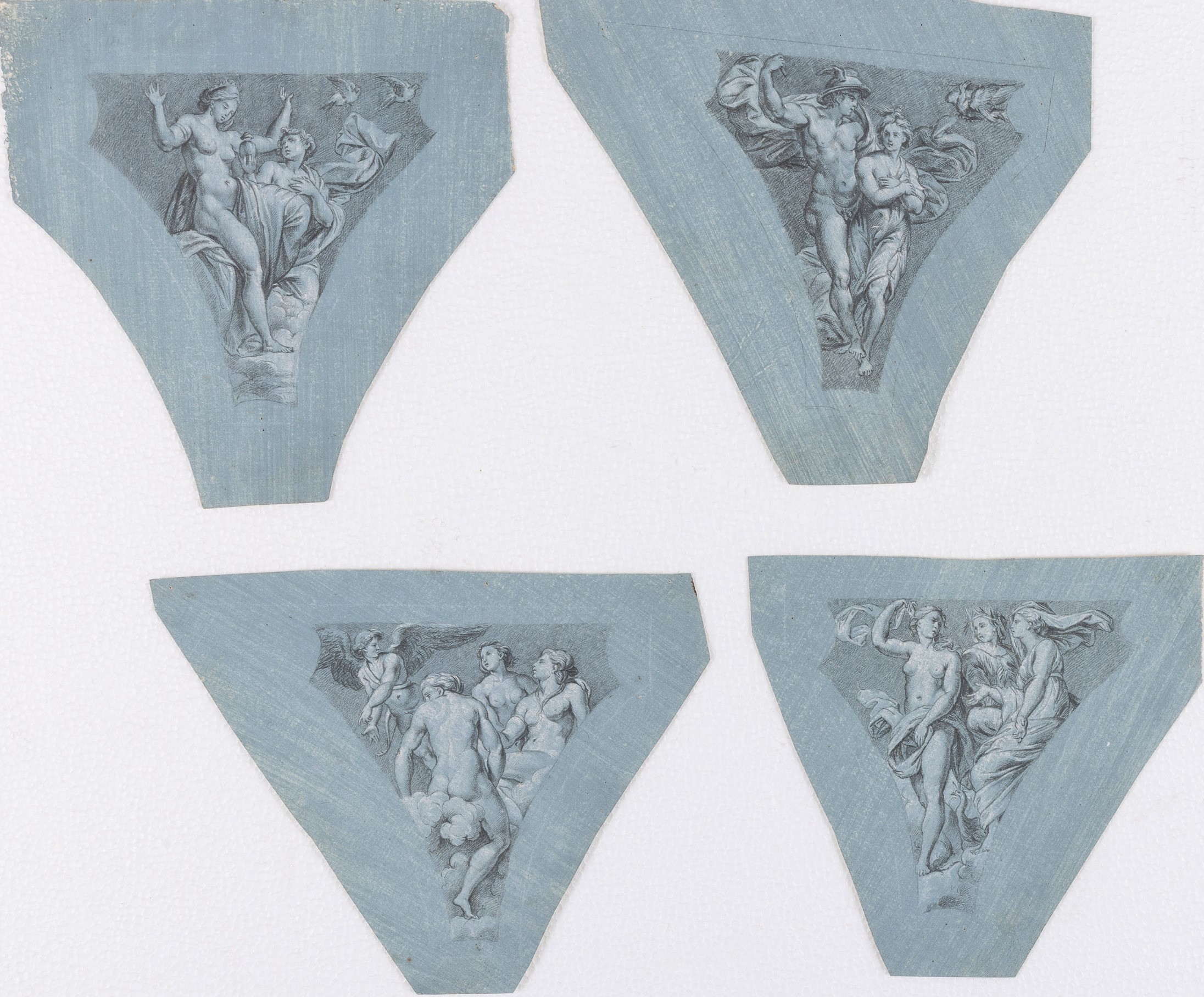 Raffaello Sanzio - Studi tratti dagli affreschi della Farnesina, matita nera e bianca su carta pr...