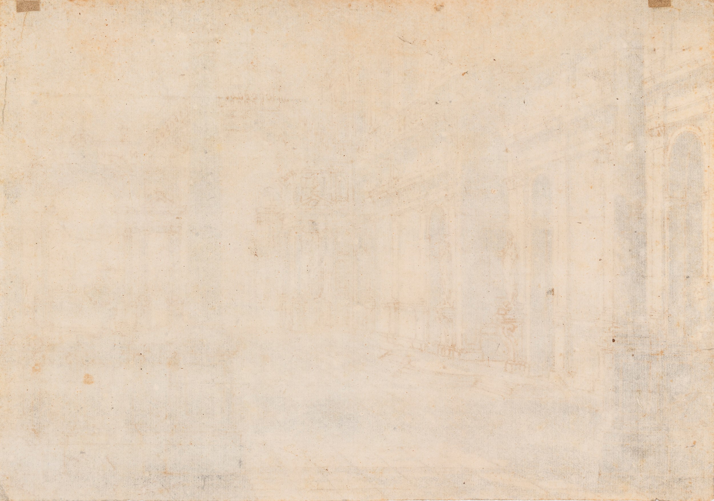 Scuola del XVIII secolo, Capriccio architettonico - penna, inchiostro bruno e acquerello grigio s...