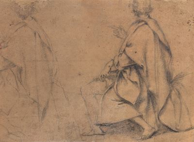 Scuola toscana del XVII secolo, Studi di figure, matita nera su carta