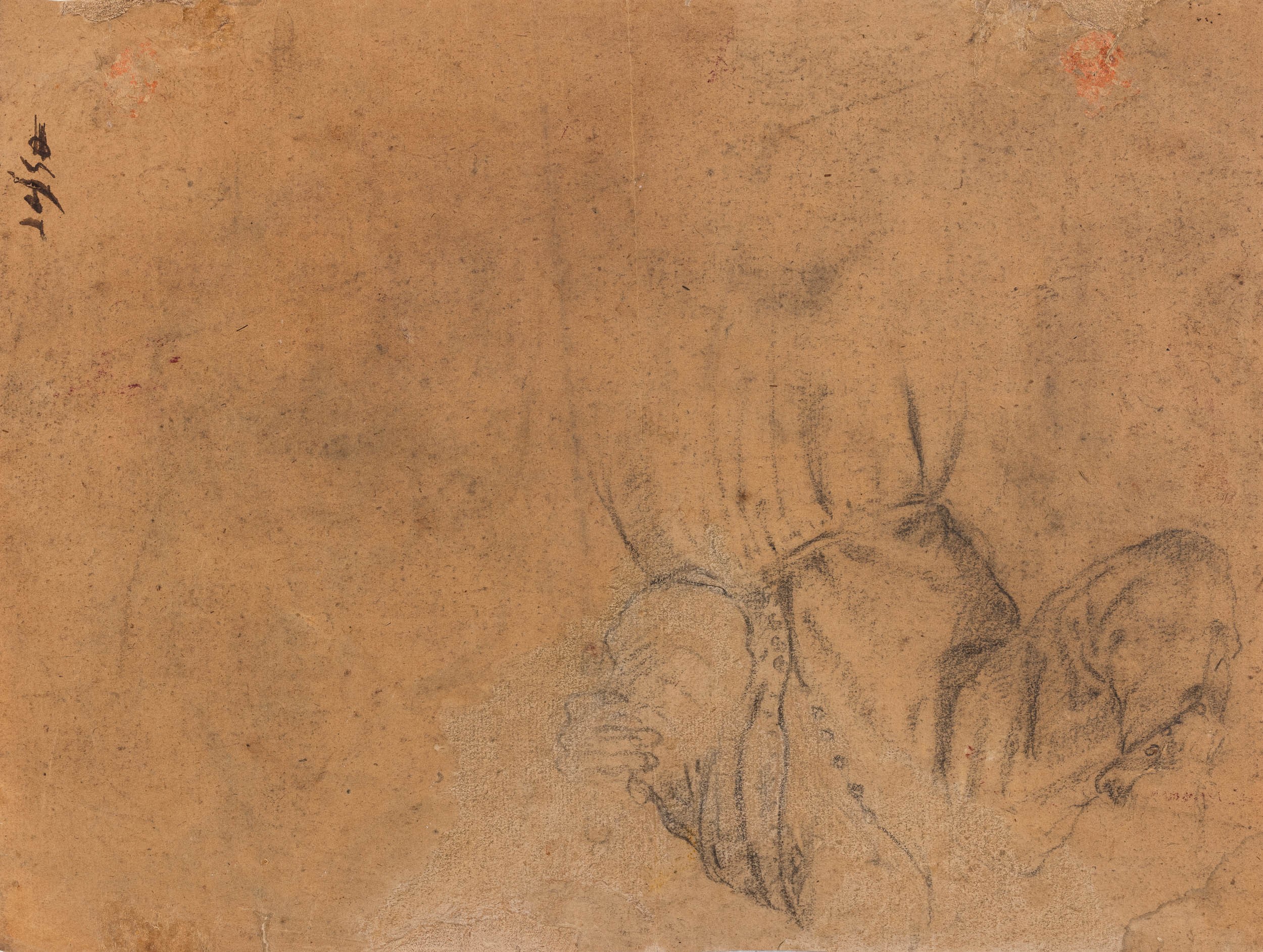 Scuola toscana del XVII secolo, Studi di figure, matita nera su carta