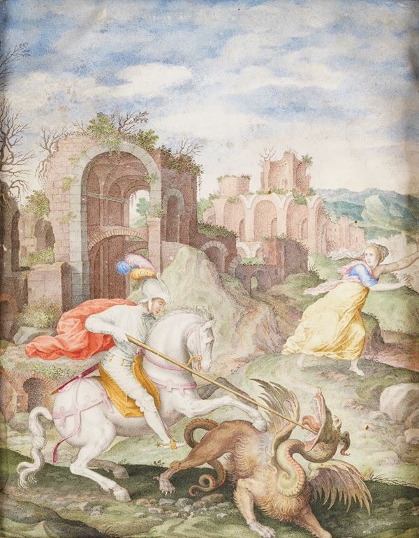 San Giorgio uccide il drago (da Giulio Clovio)