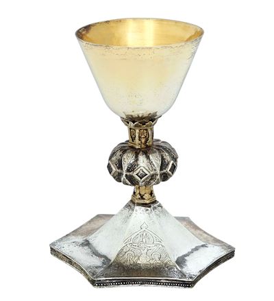 Oreficeria tardo gotica (Italia meridionale, XV secolo), Calice in argento fuso, sbalzato, cesell...