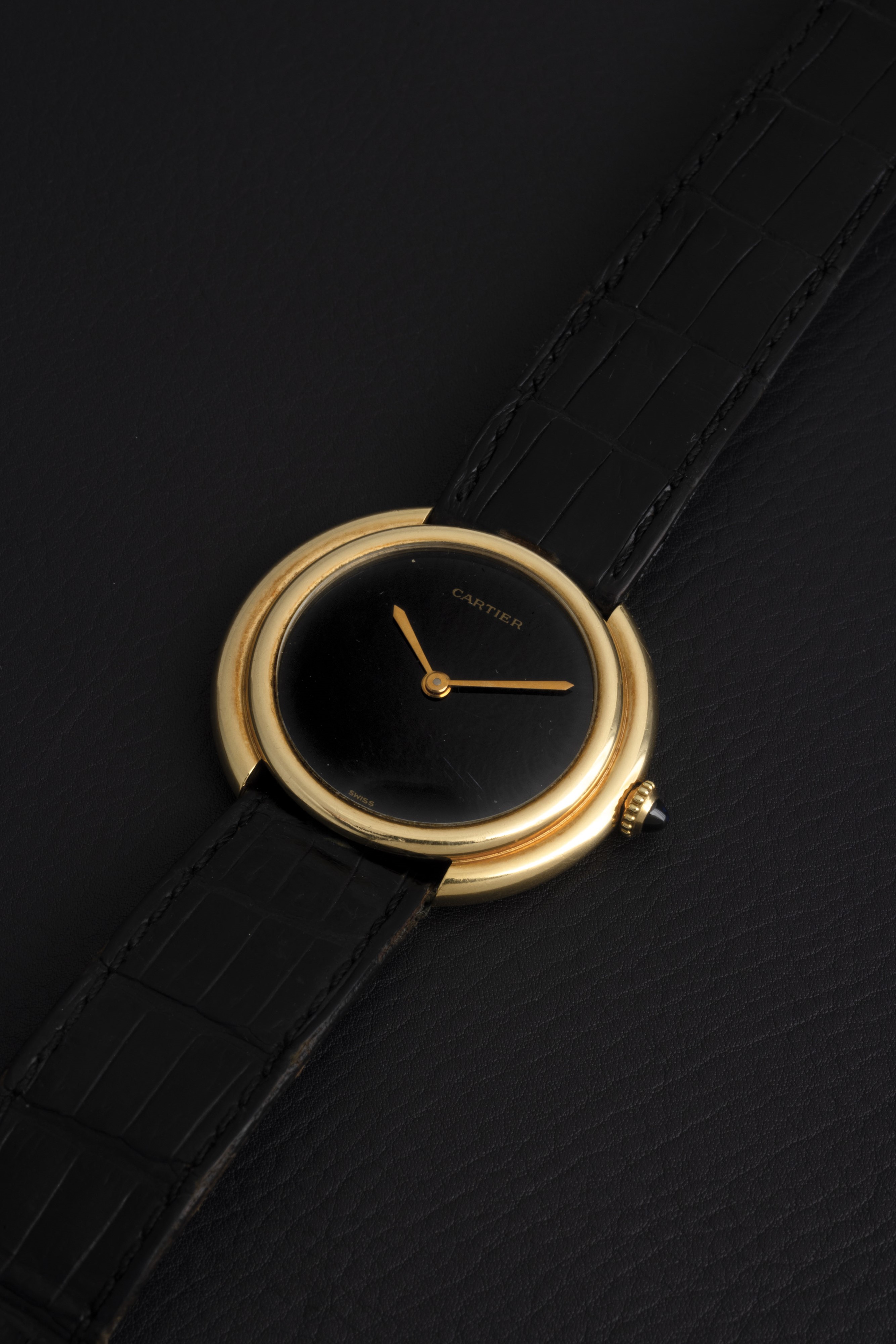 Cartier - Raro Vendome Ellipse Quadrante in Onice in Oro Giallo 18k con Punzone D'importazione Br...