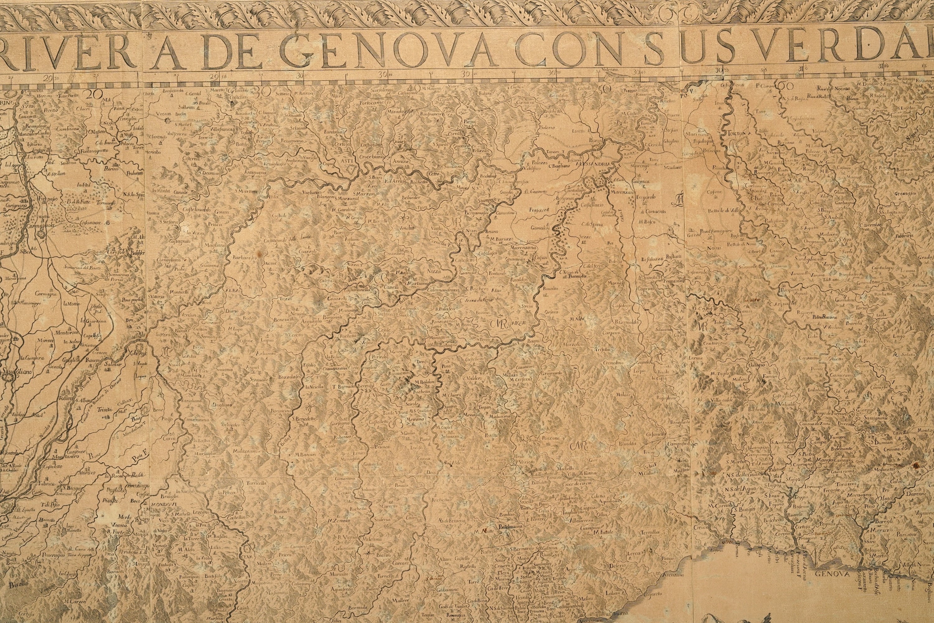 Chafrion, Carta della Riviera di Genova con confini e vie, 1685