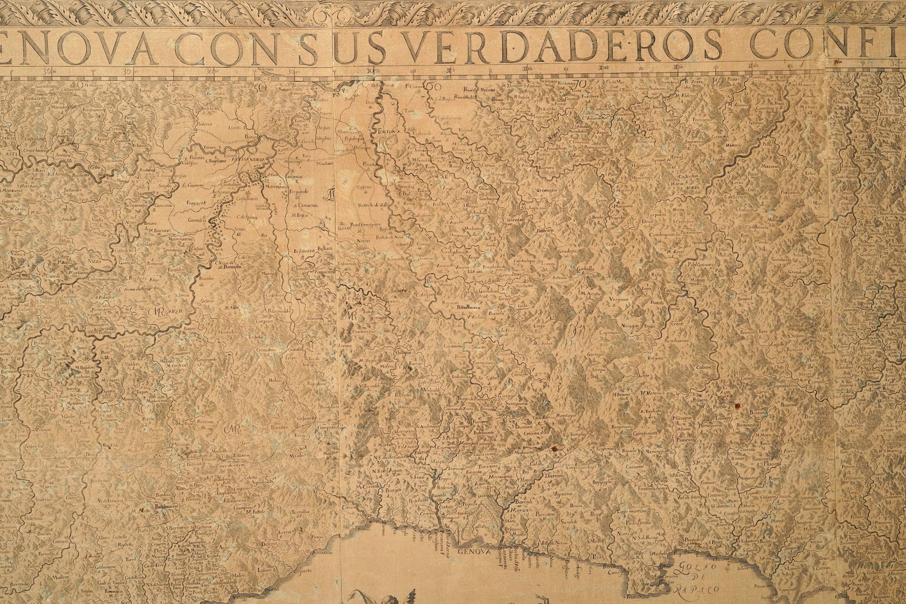 Chafrion, Carta della Riviera di Genova con confini e vie, 1685