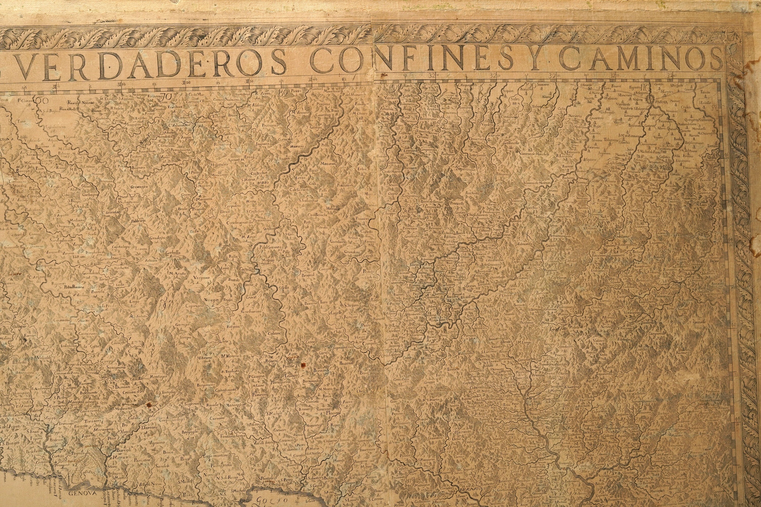 Chafrion, Carta della Riviera di Genova con confini e vie, 1685