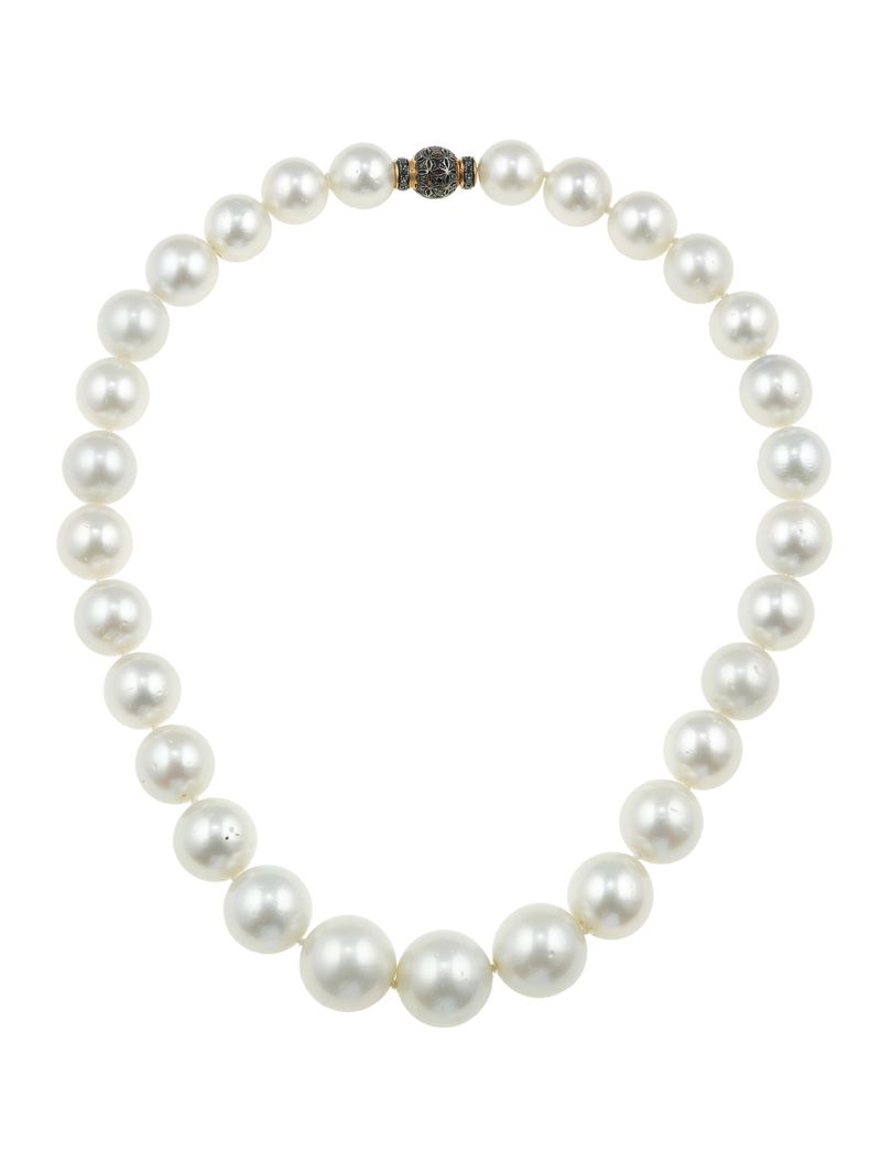 Cultured pearl and gold necklace  - Auction Fine Jewellery - Cambi Casa d'Aste