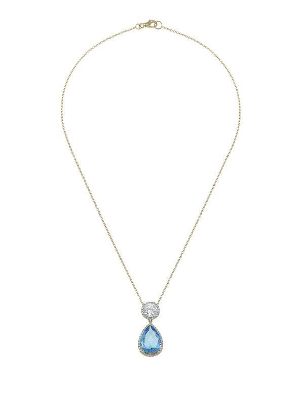 Imitation diamond and topaz necklace
