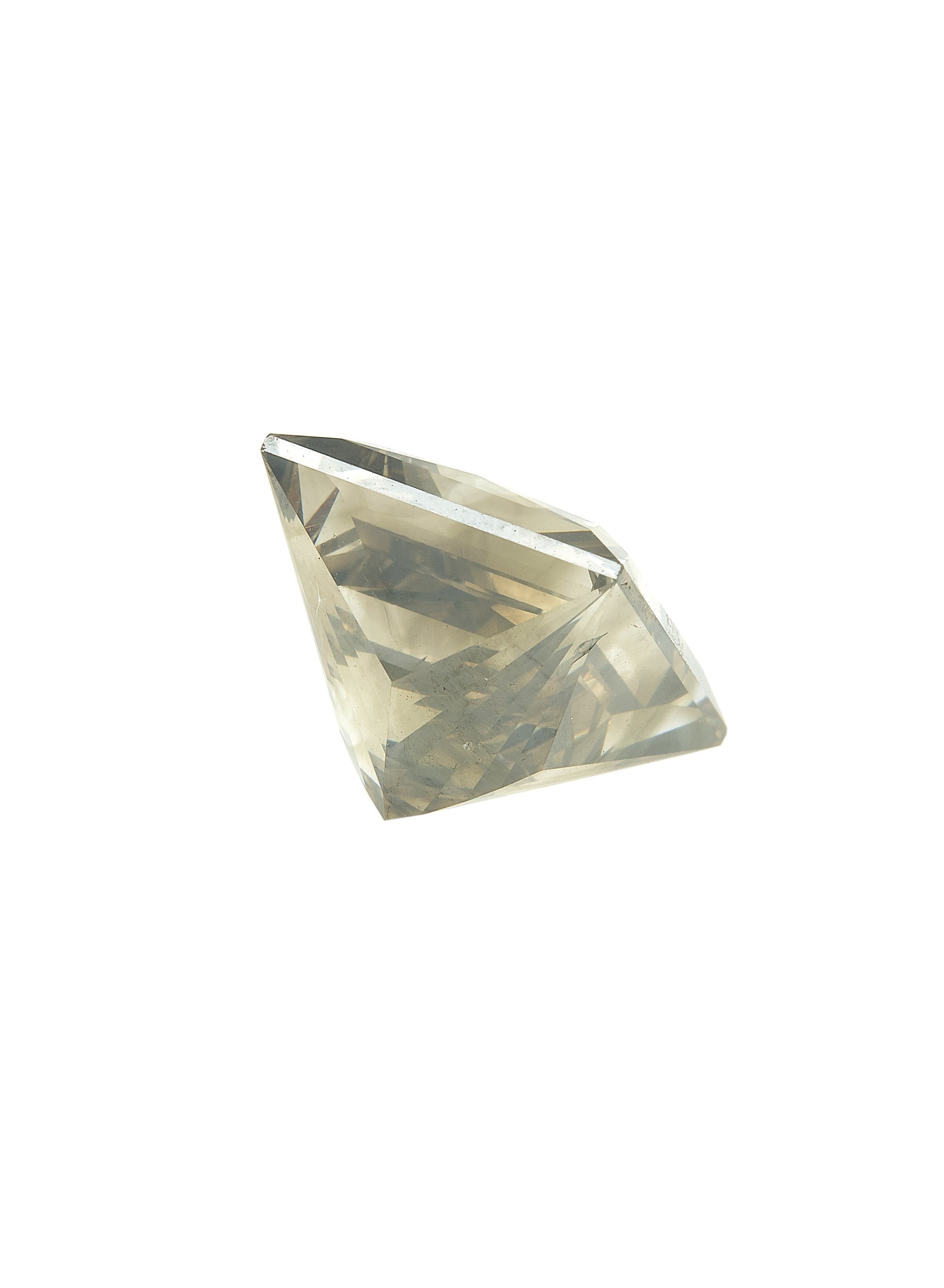 Diamante fancy greenish brown, taglio rettangolare a faccette e gradini, ct 5.11, caratteristiche...