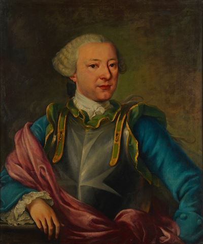 Scuola Francese del XVIII Secolo Ritratto di Gentiluomo in Armatura
