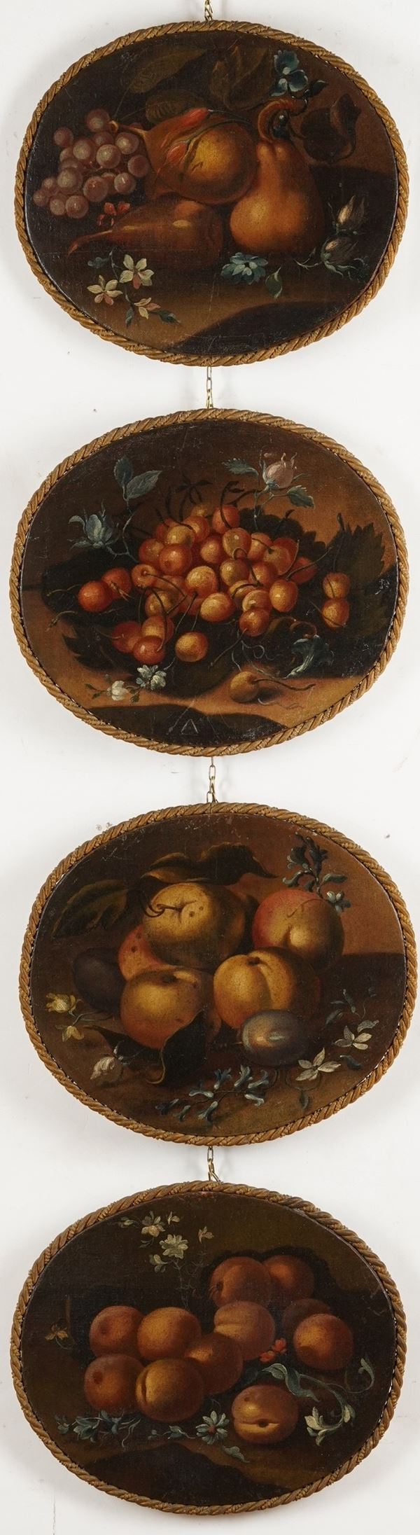 Scuola del XVIII secolo Nature morte con fiori e frutti