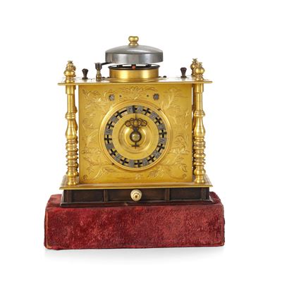 Orologio da tavolo, Germania, XVIII-XIX secolo, bronzo dorato