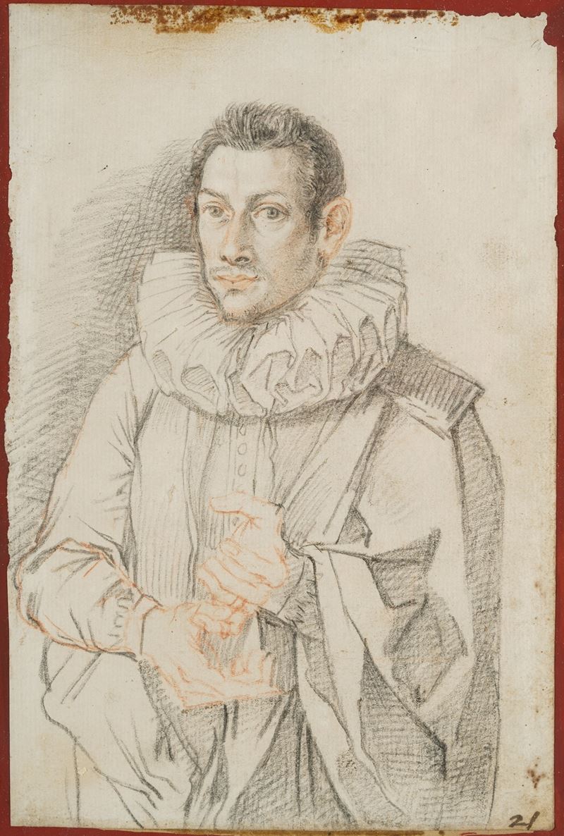 Federico Zuccari : Ritratto di gentiluomo con gorgiera  - matita nera e rossa su carta - Auction Antique Drawings - I - Cambi Casa d'Aste