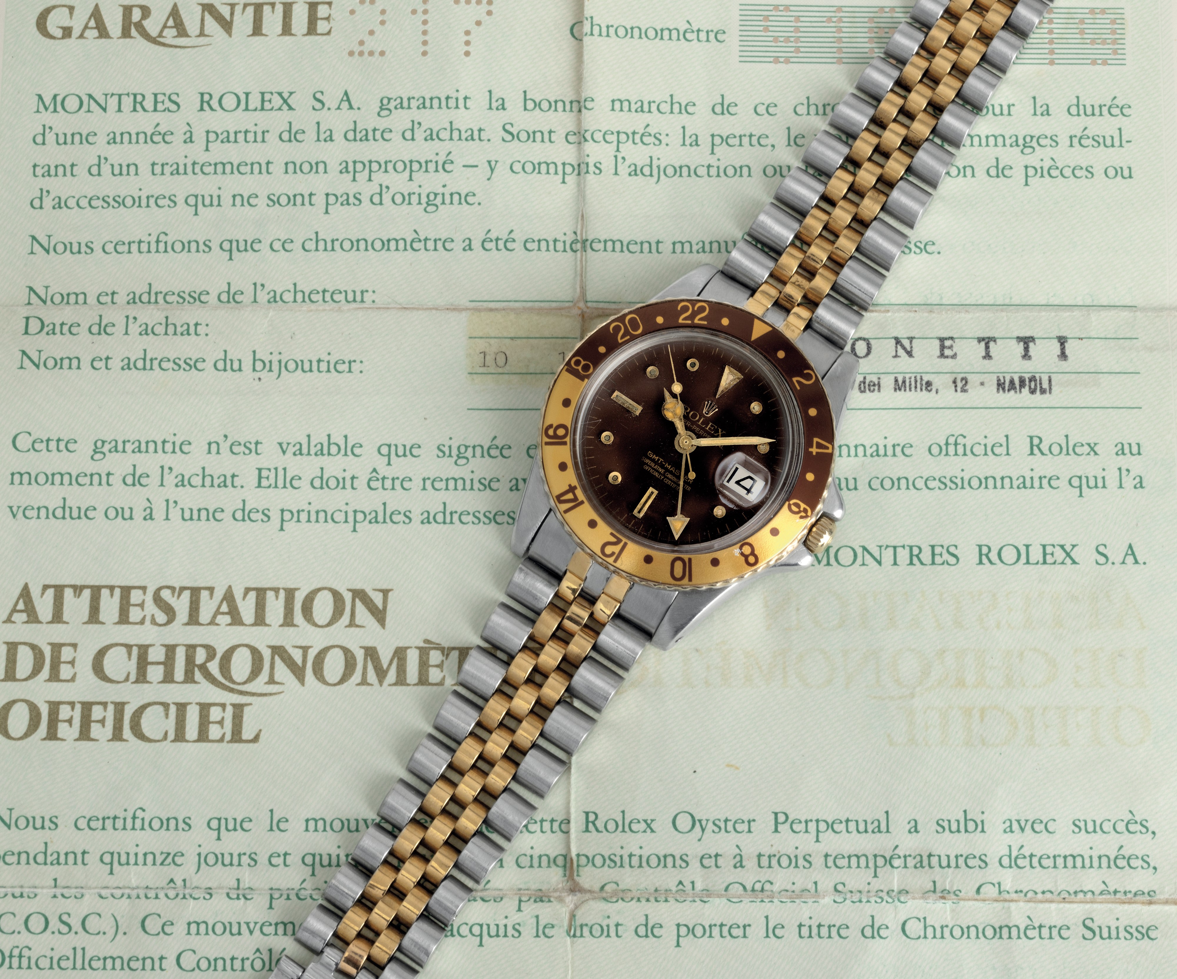 Rolex - Gmt Master Ref 16753 Acciaio e Oro "nipple Dial", Bracciale Jubilèe con Garanzia