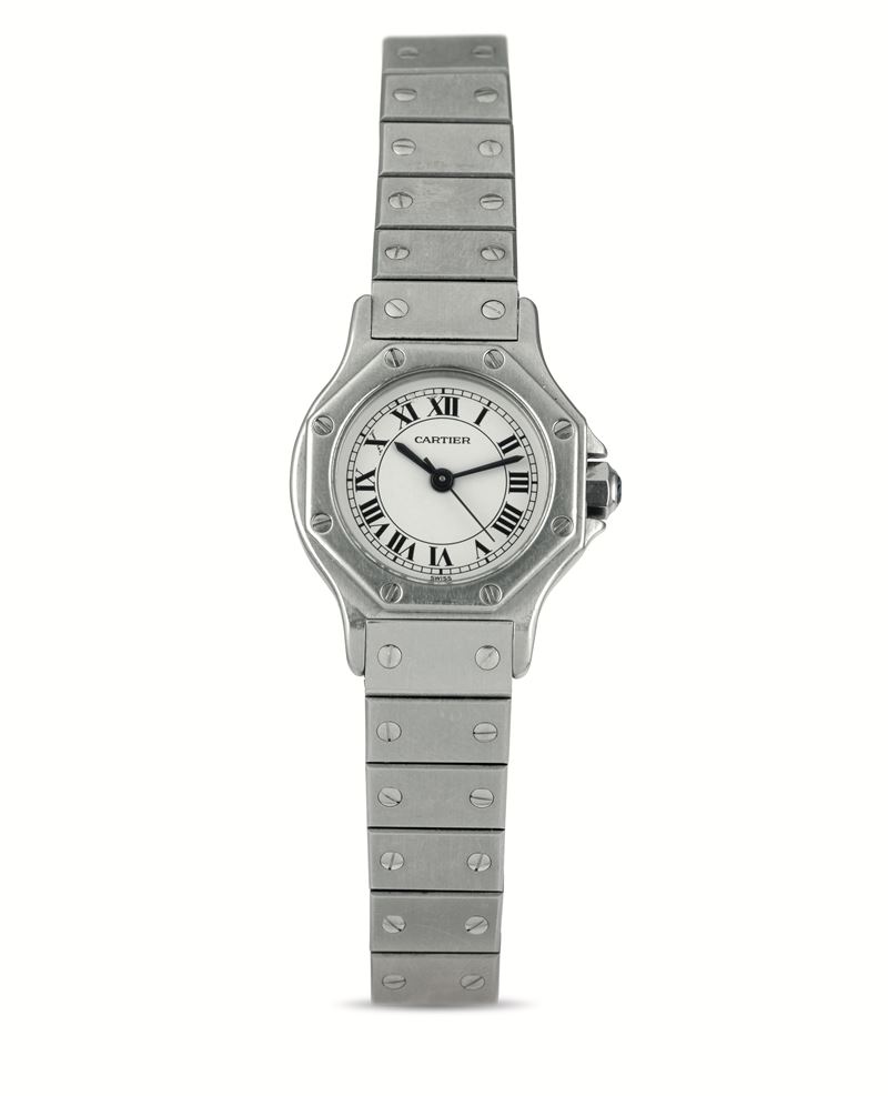 Cartier : Octagon steel automatic, white dial Roman numerals  - Auction Watches - Cambi Casa d'Aste
