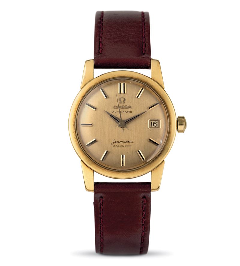 Omega : Seamaster Calendar in oro giallo 18k, quadrante champagne, movimento automatico  - Asta Orologi da Polso - Cambi Casa d'Aste