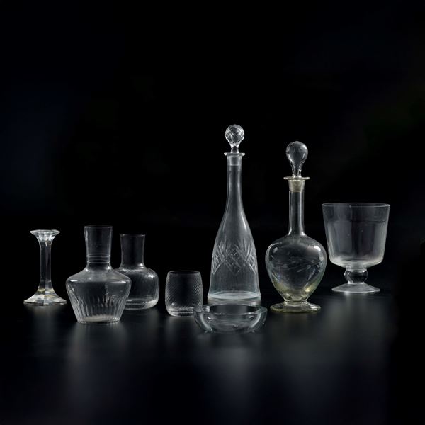 Lotto di oggetti da tavola in vetro