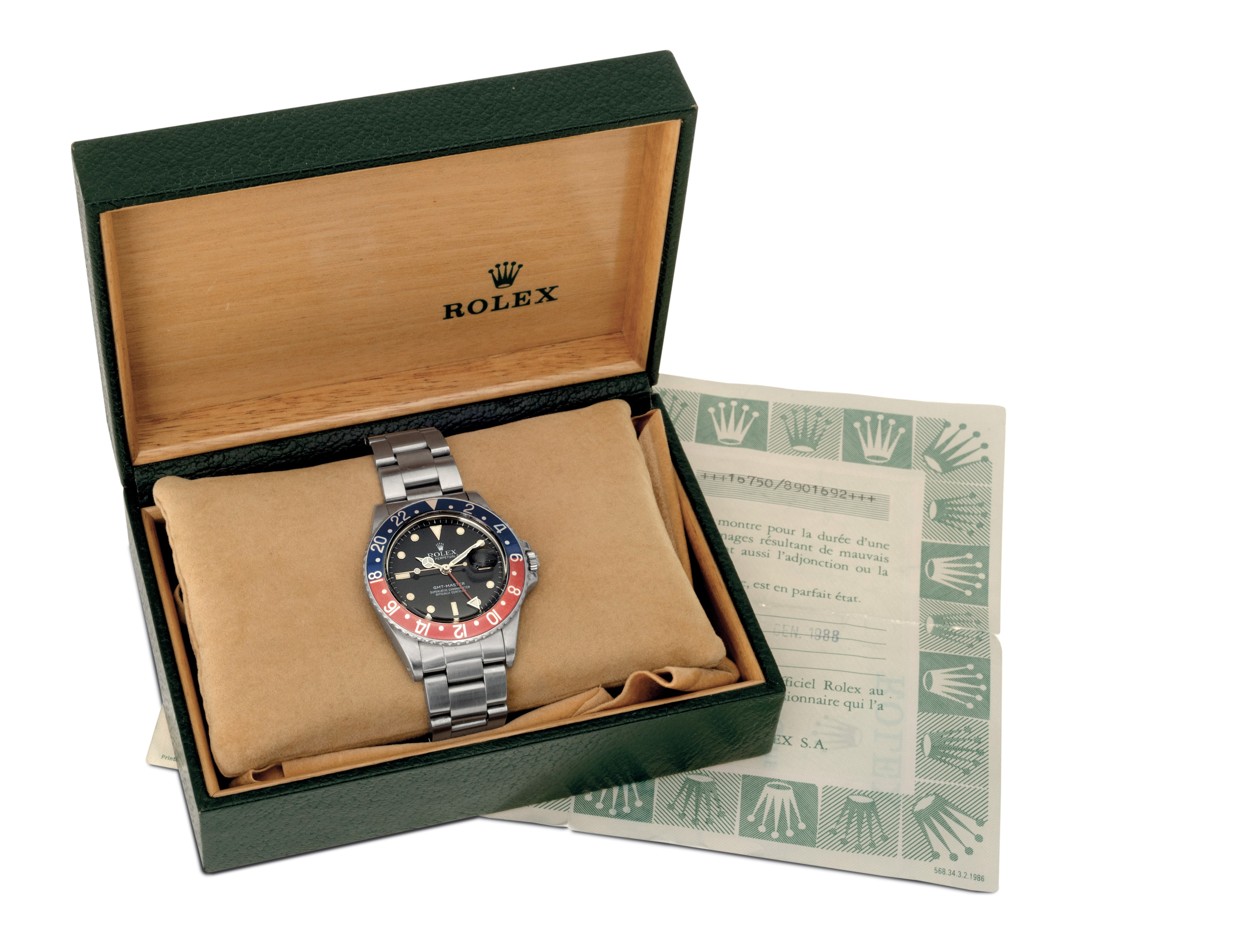 Rolex - Gmt Master Pepsi Ref 16750, Modello Transizionale Vetro Plastica Quadrante Bicchierini co...