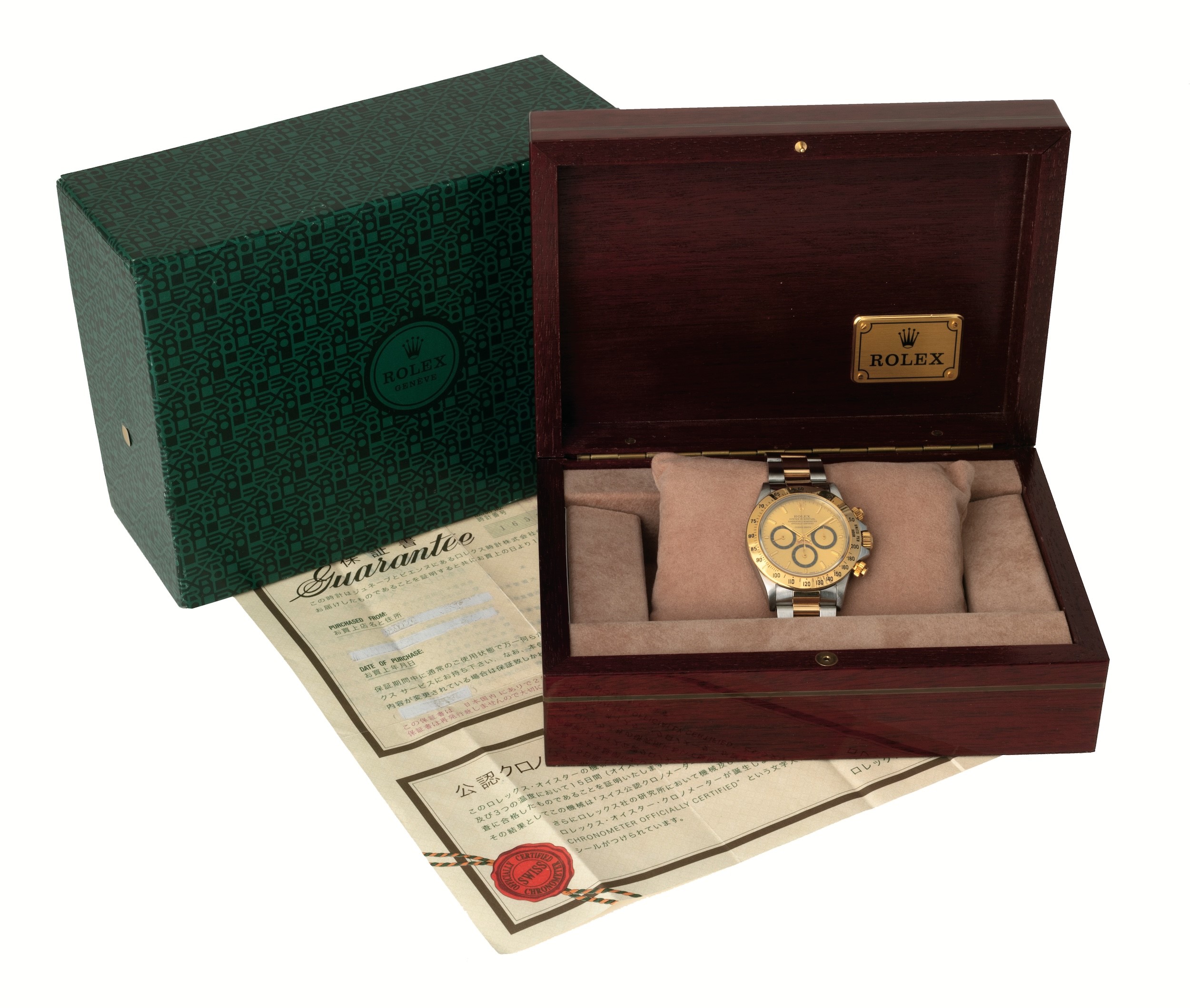 Rolex - Cosmograph Daytona Ref 16523 "floating" Acciaio e Oro con Scatola e Garanzia, Quadrante C...