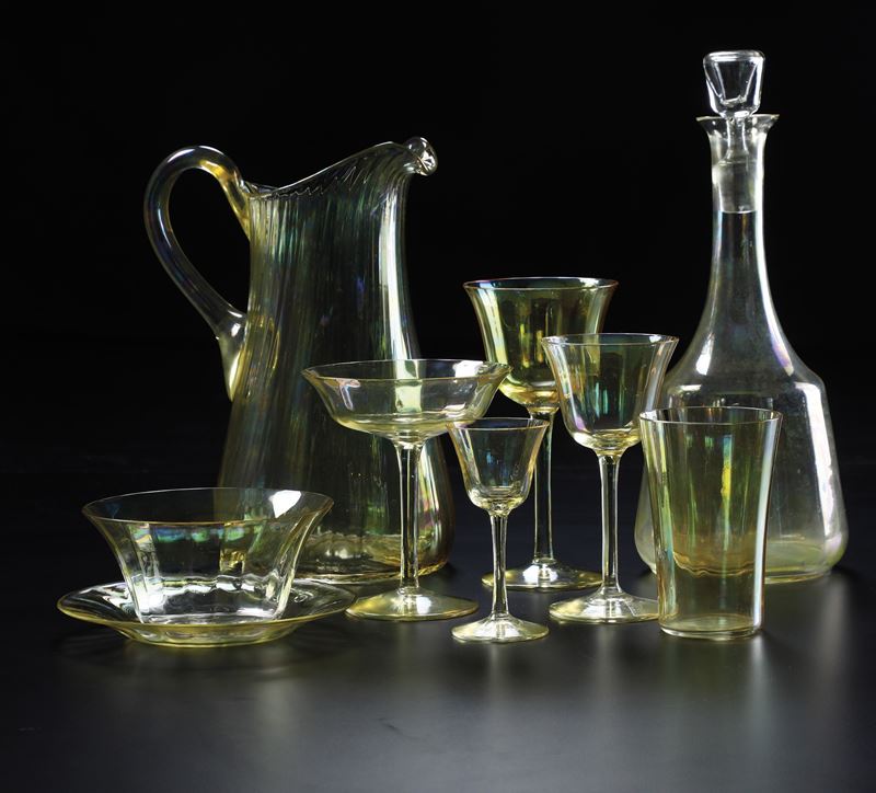 Servizio di calici. Boemia o Murano, XX secolo.  - Asta Arredi per la Tavola - Cambi Casa d'Aste